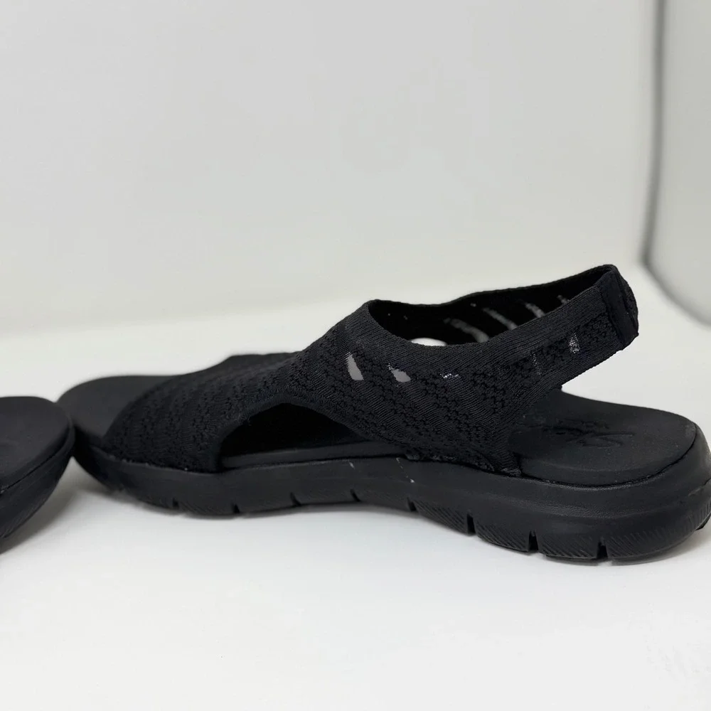 Skechers Cali Flex Appeal Women's 9 Black Yoga Foam Dual-Lite Slingback Sandals